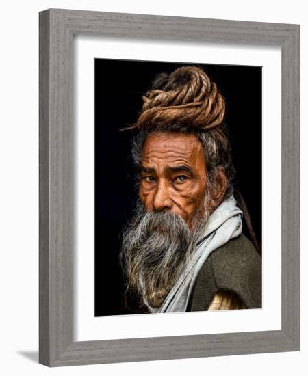 Portrait of a Sadhu...-Rakesh J.V-Framed Photographic Print