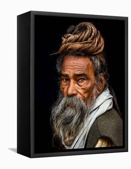 Portrait of a Sadhu...-Rakesh J.V-Framed Premier Image Canvas