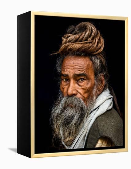 Portrait of a Sadhu...-Rakesh J.V-Framed Premier Image Canvas
