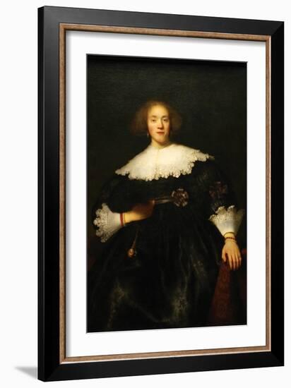 Portrait of a Seated Woman with Pendant-Rembrandt van Rijn-Framed Premium Giclee Print