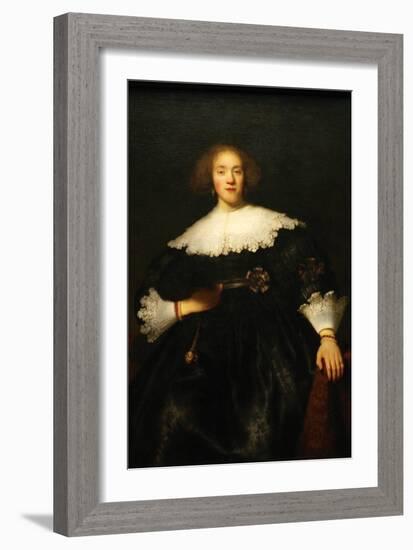 Portrait of a Seated Woman with Pendant-Rembrandt van Rijn-Framed Art Print