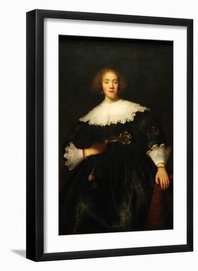 Portrait of a Seated Woman with Pendant-Rembrandt van Rijn-Framed Art Print