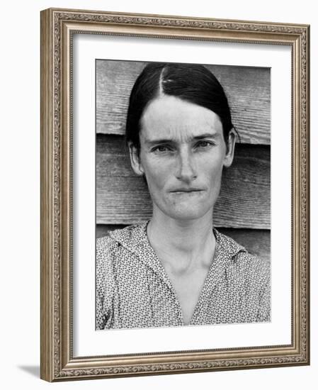 Portrait of a Solemn Annie Mae Gudger, Sharecropper's Wife, in Hale County-Walker Evans-Framed Photographic Print