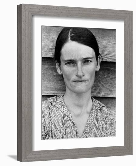 Portrait of a Solemn Annie Mae Gudger, Sharecropper's Wife, in Hale County-Walker Evans-Framed Photographic Print