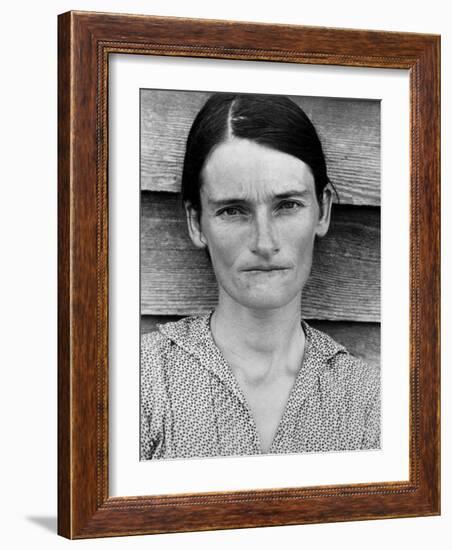 Portrait of a Solemn Annie Mae Gudger, Sharecropper's Wife, in Hale County-Walker Evans-Framed Photographic Print