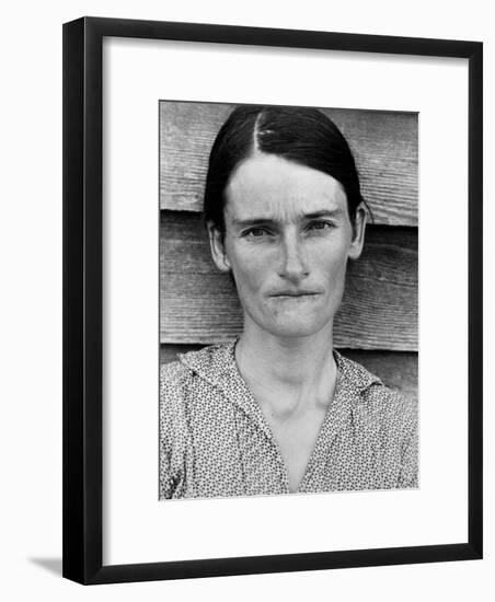 Portrait of a Solemn Annie Mae Gudger, Sharecropper's Wife, in Hale County-Walker Evans-Framed Photographic Print