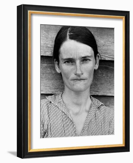 Portrait of a Solemn Annie Mae Gudger, Sharecropper's Wife, in Hale County-Walker Evans-Framed Photographic Print