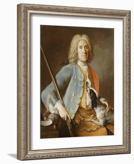 Portrait of a Sportsman Holding a Gun with a Hound-Jean-Baptiste Oudry-Framed Giclee Print