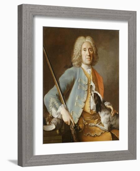 Portrait of a Sportsman Holding a Gun with a Hound-Jean-Baptiste Oudry-Framed Giclee Print