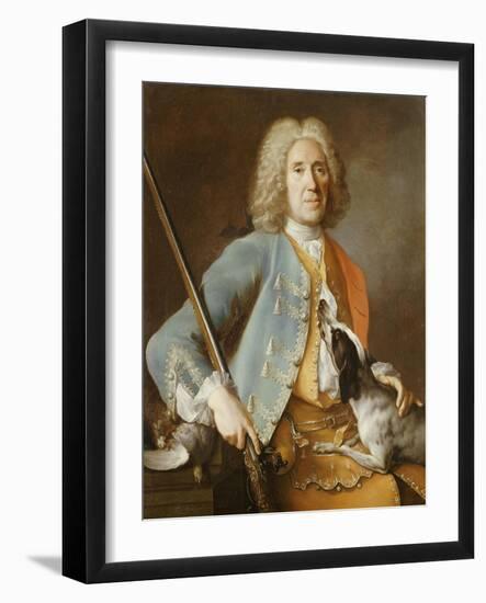 Portrait of a Sportsman Holding a Gun with a Hound-Jean-Baptiste Oudry-Framed Giclee Print