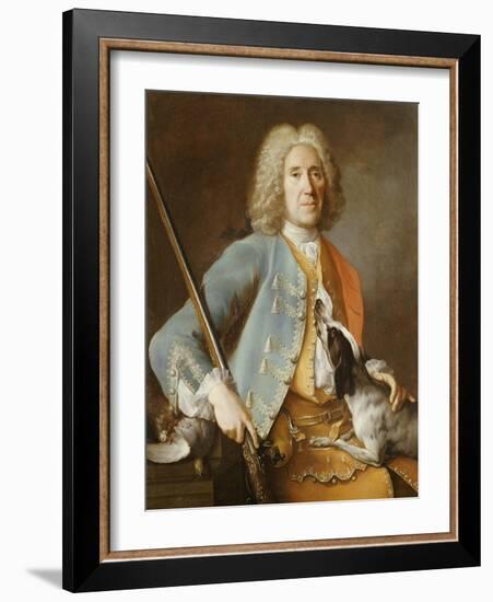 Portrait of a Sportsman Holding a Gun with a Hound-Jean-Baptiste Oudry-Framed Giclee Print