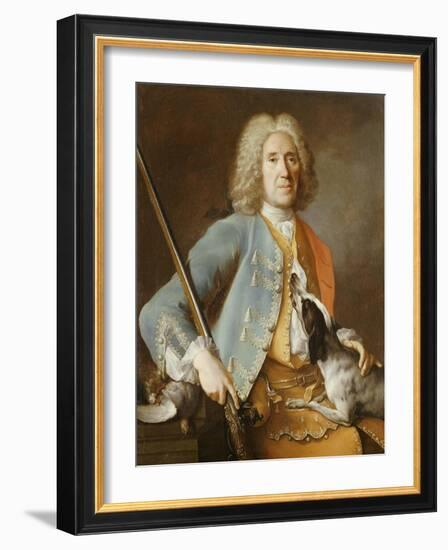 Portrait of a Sportsman Holding a Gun with a Hound-Jean-Baptiste Oudry-Framed Giclee Print