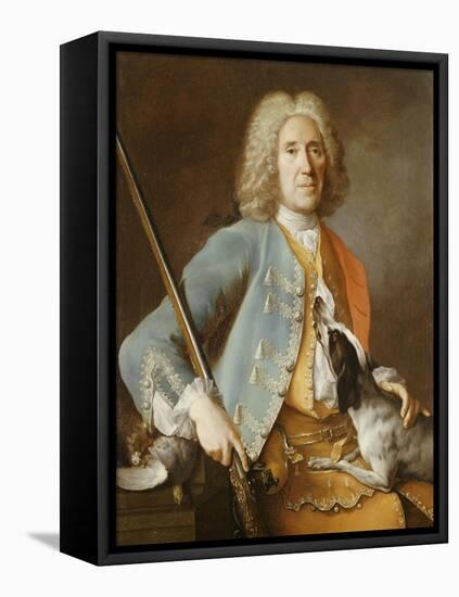 Portrait of a Sportsman Holding a Gun with a Hound-Jean-Baptiste Oudry-Framed Premier Image Canvas