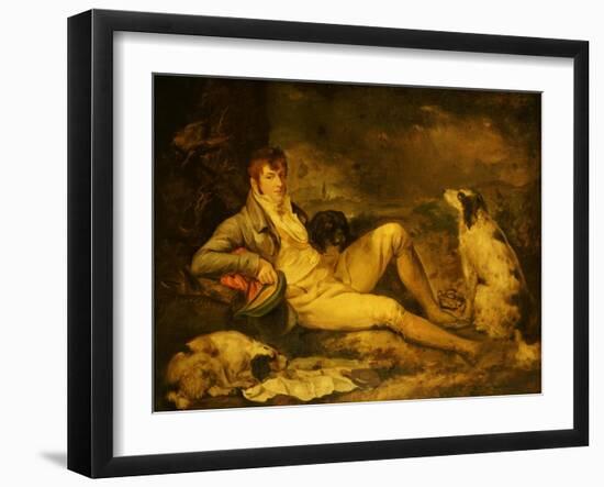 Portrait of a Sportsman, Traditionally Identified as Colonel Thornton, with His Two Spaniels-George Morland-Framed Giclee Print