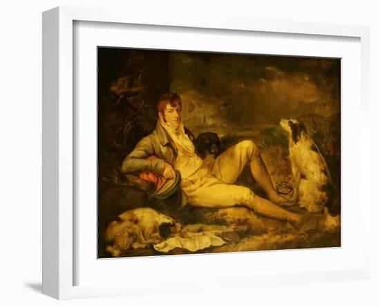 Portrait of a Sportsman, Traditionally Identified as Colonel Thornton, with His Two Spaniels-George Morland-Framed Giclee Print