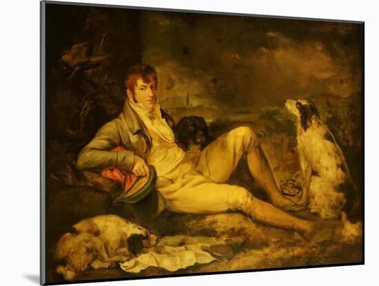 Portrait of a Sportsman, Traditionally Identified as Colonel Thornton, with His Two Spaniels-George Morland-Mounted Giclee Print