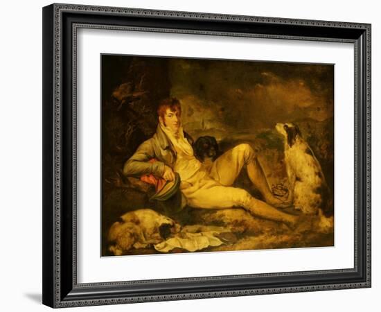 Portrait of a Sportsman, Traditionally Identified as Colonel Thornton, with His Two Spaniels-George Morland-Framed Giclee Print