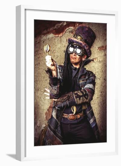 Portrait Of A Steampunk Man In The Ruins-prometeus-Framed Premium Giclee Print