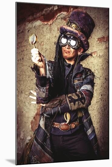 Portrait Of A Steampunk Man In The Ruins-prometeus-Mounted Art Print