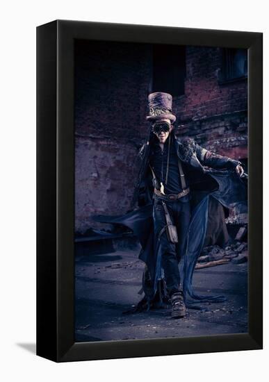 Portrait Of A Steampunk Man In The Ruins-prometeus-Framed Stretched Canvas