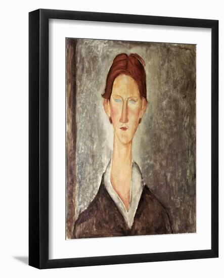 Portrait of a Student, c.1918-19-Amedeo Modigliani-Framed Giclee Print