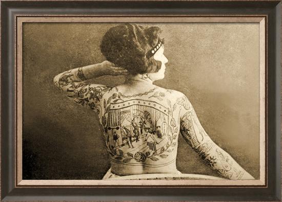 Portrait of a Tattooed Woman, C.1895-null-Framed Photographic Print