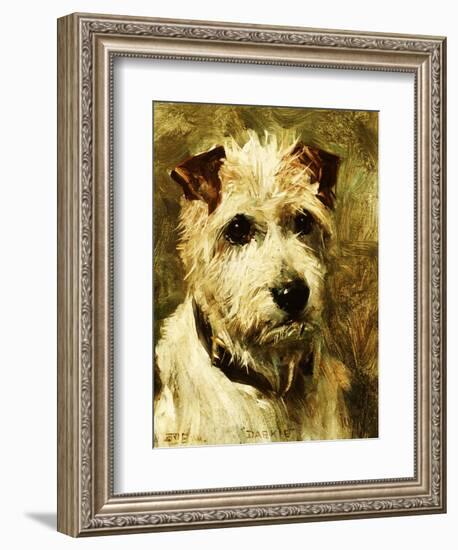 Portrait of a Terrier: Darkie, 1903-John Emms-Framed Premium Giclee Print