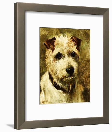 Portrait of a Terrier: Darkie, 1903-John Emms-Framed Premium Giclee Print