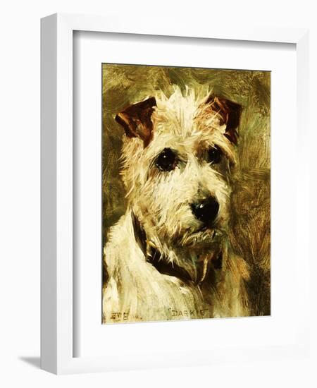 Portrait of a Terrier: Darkie, 1903-John Emms-Framed Premium Giclee Print