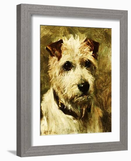 Portrait of a Terrier: Darkie, 1903-John Emms-Framed Giclee Print