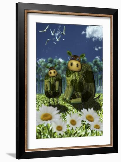 Portrait of a Traditional Cow Family-Carrie Webster-Framed Giclee Print