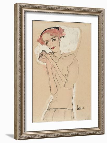 Portrait of a Woman, 1910-Egon Schiele-Framed Giclee Print