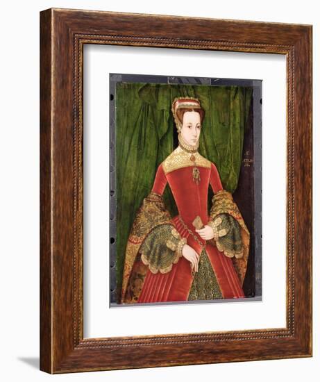 Portrait of a Woman, Aged 16, Previously Identified as Mary Fitzalan, Duchess of Norfolk, 1565-Hans Eworth-Framed Giclee Print