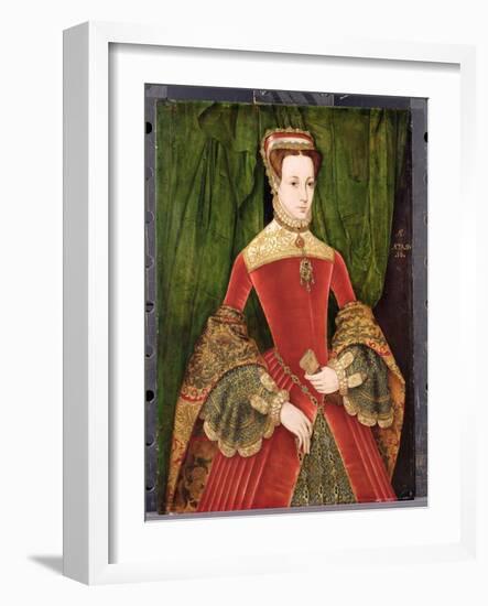 Portrait of a Woman, Aged 16, Previously Identified as Mary Fitzalan, Duchess of Norfolk, 1565-Hans Eworth-Framed Giclee Print