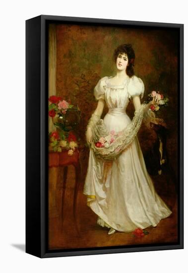 Portrait of a Woman and Her Greyhound, C.1870-null-Framed Premier Image Canvas