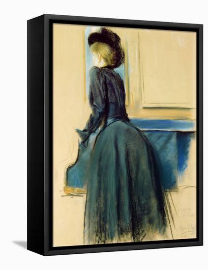 Portrait of a Woman by a Piano, 1883-Jacques-emile Blanche-Framed Premier Image Canvas