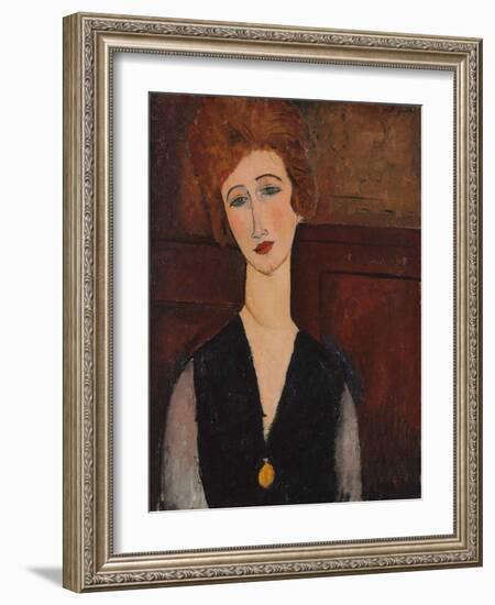 Portrait of a Woman, C.1917-18 (Oil on Canvas)-Amedeo Modigliani-Framed Giclee Print