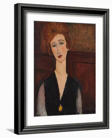 Portrait of a Woman, C.1917-18 (Oil on Canvas)-Amedeo Modigliani-Framed Giclee Print