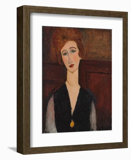 Portrait of a Woman, C.1917-18 (Oil on Canvas)-Amedeo Modigliani-Framed Giclee Print