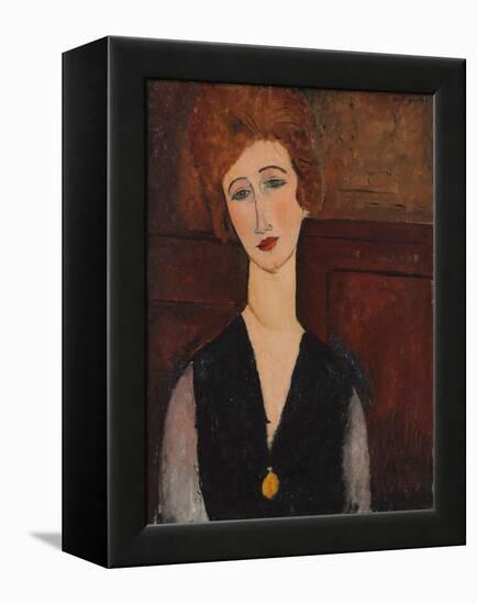 Portrait of a Woman, C.1917-18 (Oil on Canvas)-Amedeo Modigliani-Framed Premier Image Canvas