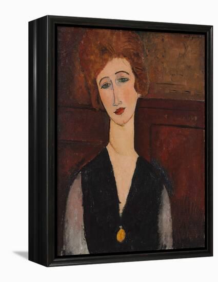 Portrait of a Woman, C.1917-18 (Oil on Canvas)-Amedeo Modigliani-Framed Premier Image Canvas