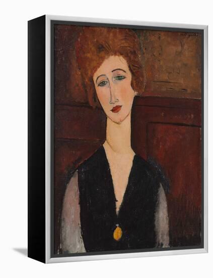 Portrait of a Woman, C.1917-18 (Oil on Canvas)-Amedeo Modigliani-Framed Premier Image Canvas