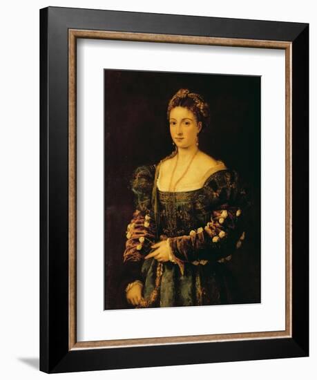 Portrait of a Woman, Called La Bella-Titian (Tiziano Vecelli)-Framed Premium Giclee Print