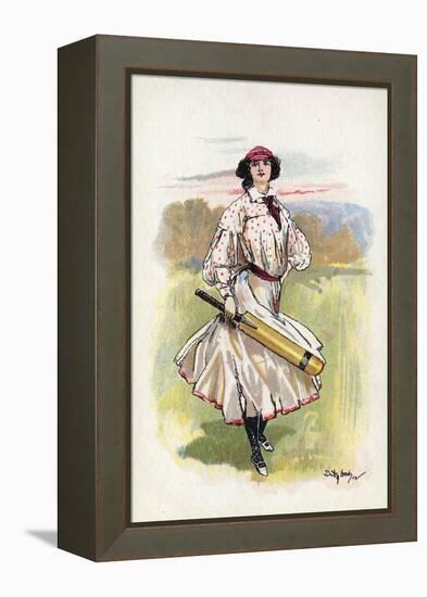 Portrait of a Woman Cricketer-null-Framed Premier Image Canvas