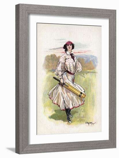 Portrait of a Woman Cricketer-null-Framed Giclee Print