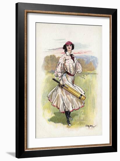 Portrait of a Woman Cricketer-null-Framed Giclee Print