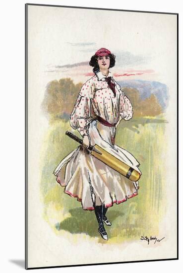 Portrait of a Woman Cricketer-null-Mounted Giclee Print