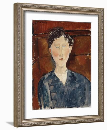 Portrait of a Woman in a Blue Blouse, C.1916-Amedeo Modigliani-Framed Giclee Print