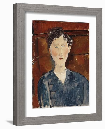 Portrait of a Woman in a Blue Blouse, C.1916-Amedeo Modigliani-Framed Giclee Print
