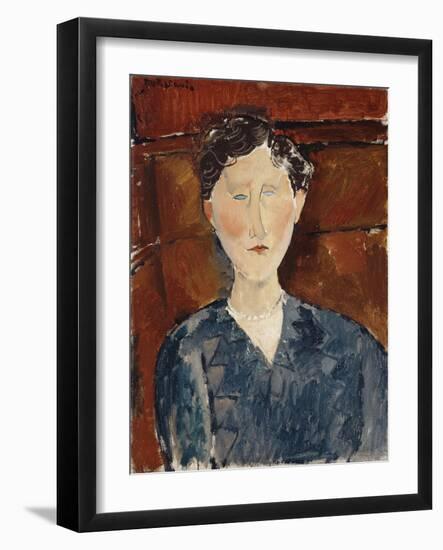 Portrait of a Woman in a Blue Blouse, C.1916-Amedeo Modigliani-Framed Giclee Print